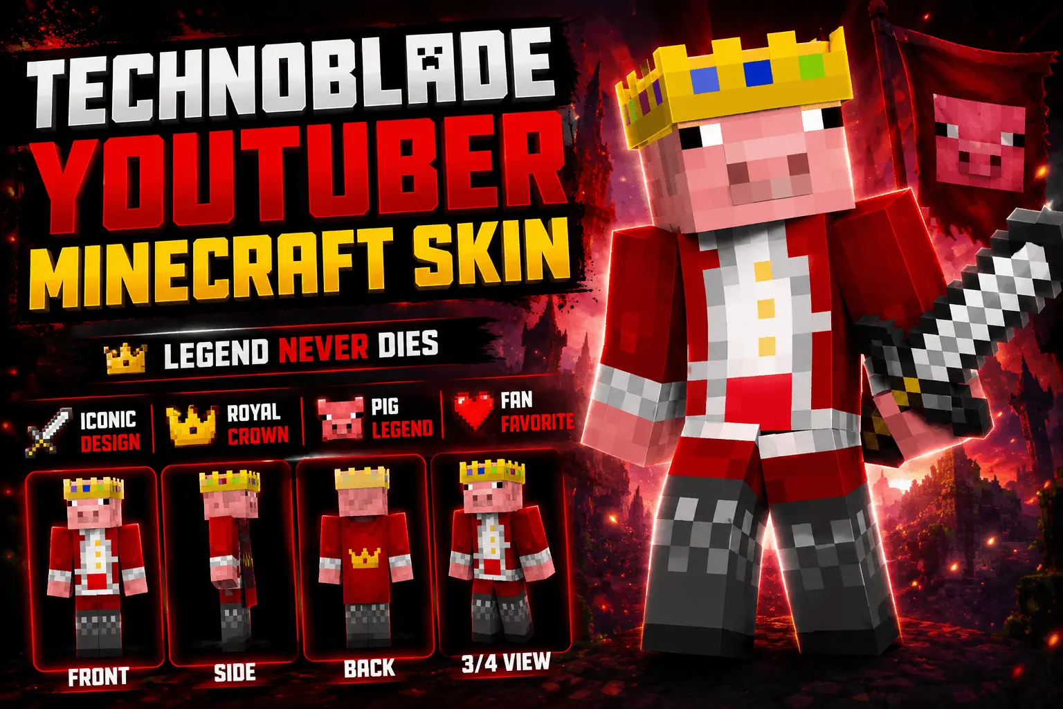 Technoblade Youtuber Skin pic 3