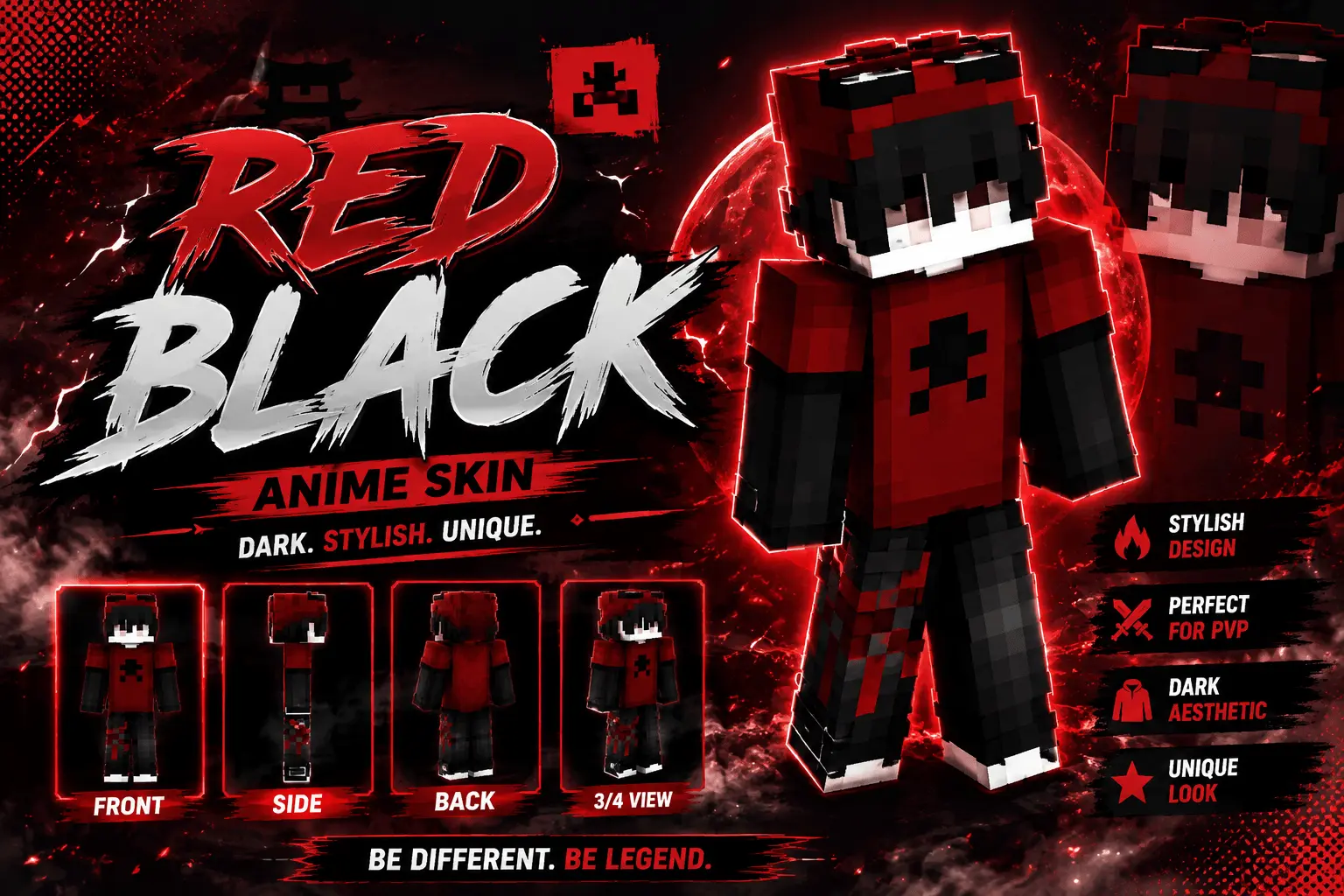 Red Black Anime Skin pic 3