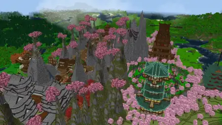 Old Japanese Town in the Cherry Biome Map pic 2